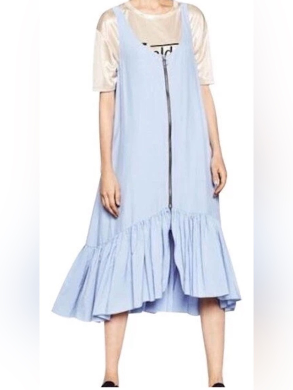 Zara Trafaluc Blue Ruffle Dress – Size XS